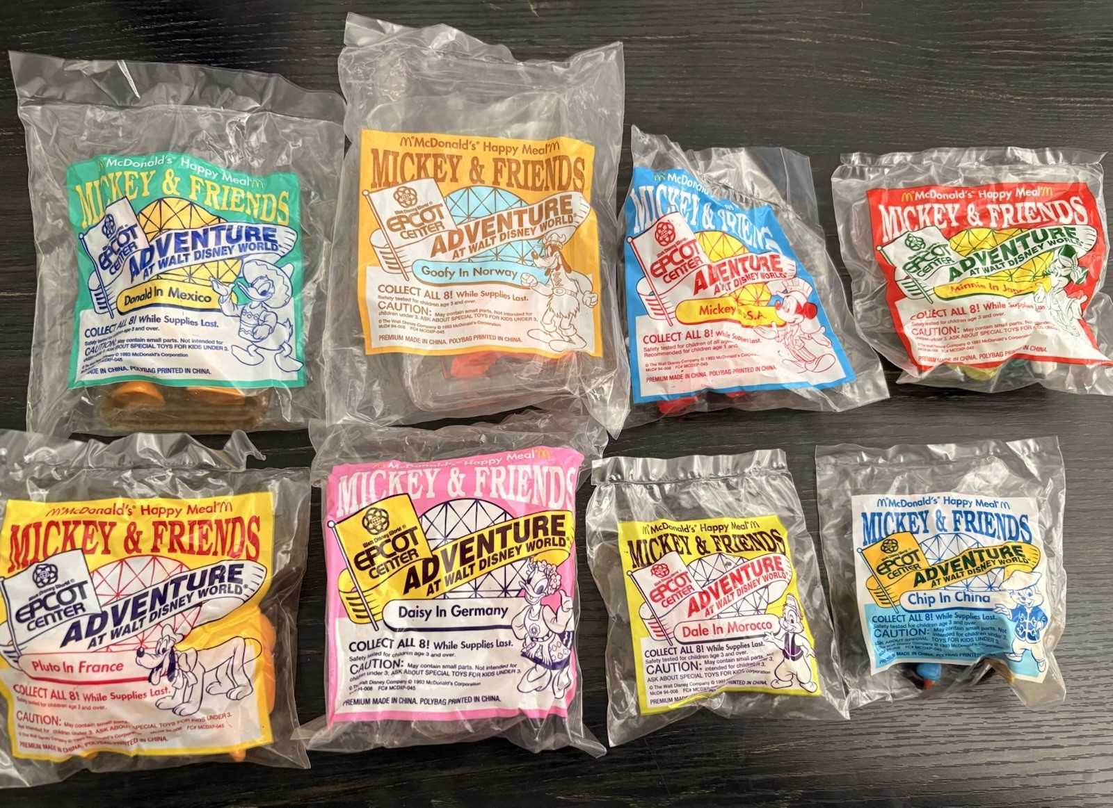 1993 McDonald’s Disney World EPCOT Adventure Happy Meal Toys- Complete Set Of 8