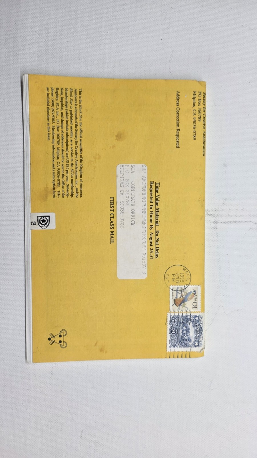 Black Star Newsletter Sept 1995 (Ansteorra SCA) Medieval Society Collectible...