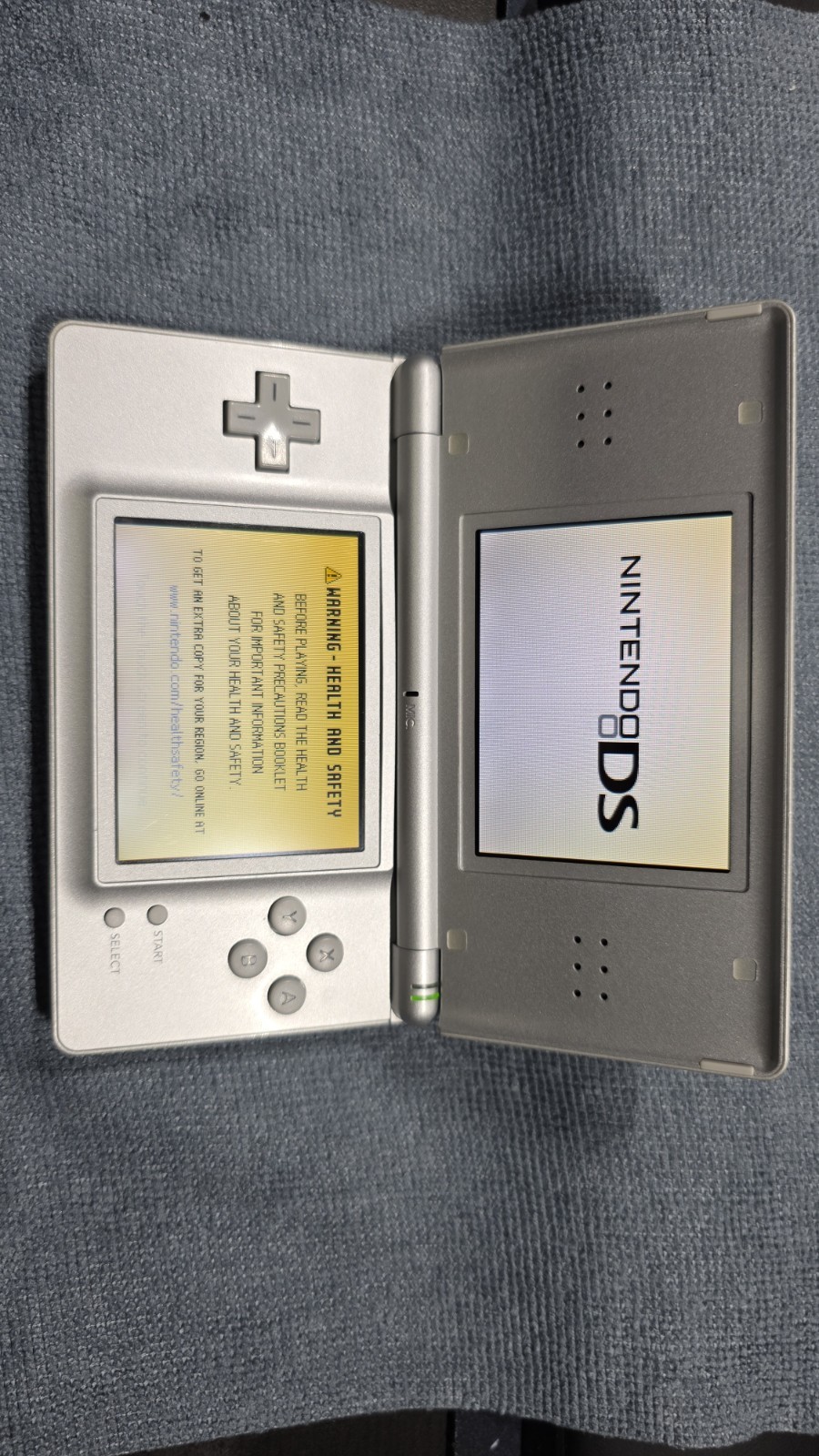 Nintendo DS Lite Silver Handheld Console Tested Working w/ Stylus Yellowed...