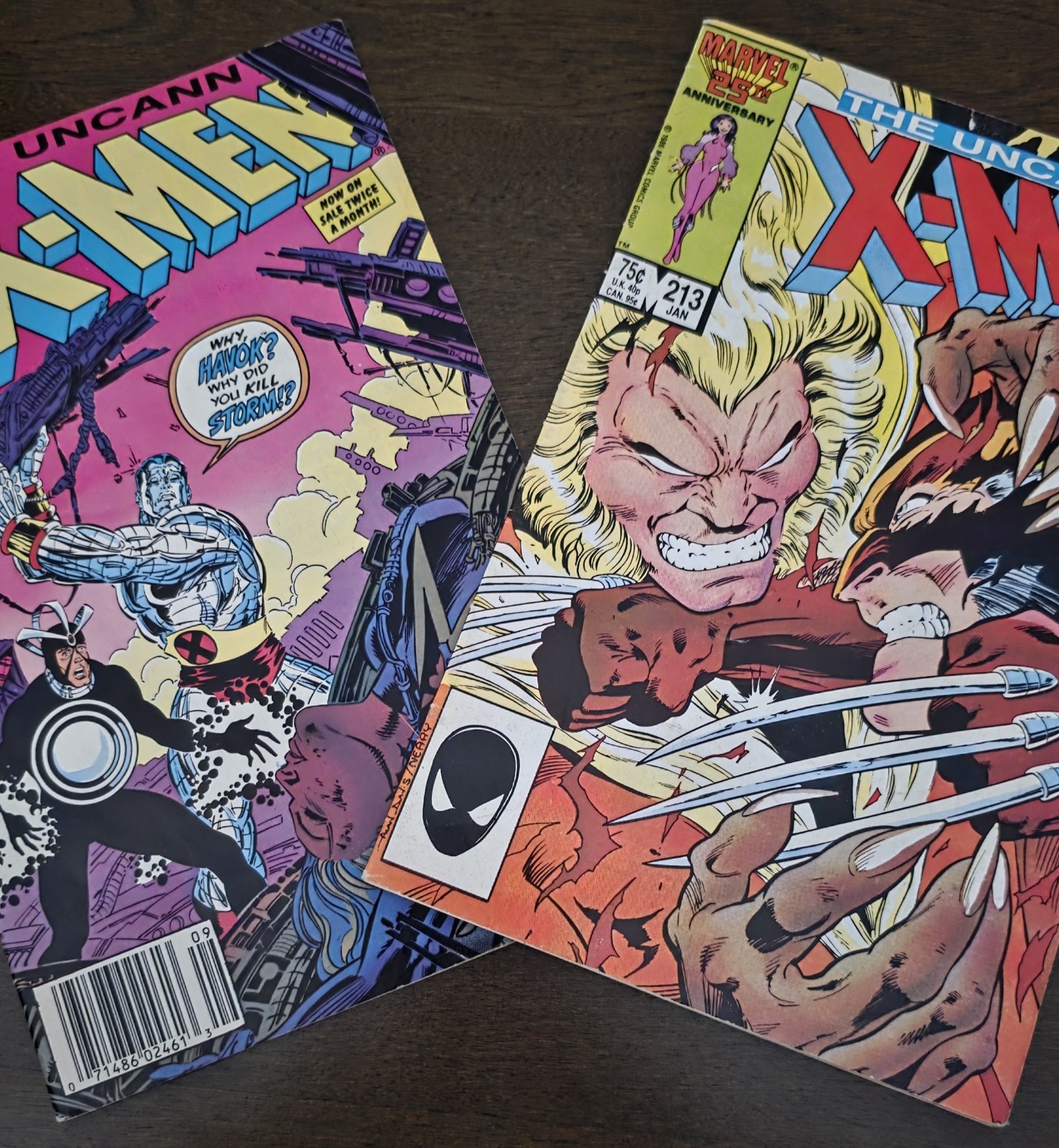 Uncanny X-Men #213 & #229 Marvel Comics Copper Age Wolverine Colossus Lot